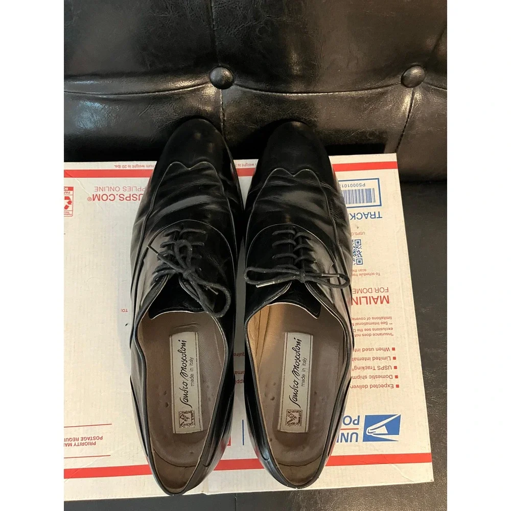 Sandro Moscoloni  Black Leather Oxford Dress Shoes